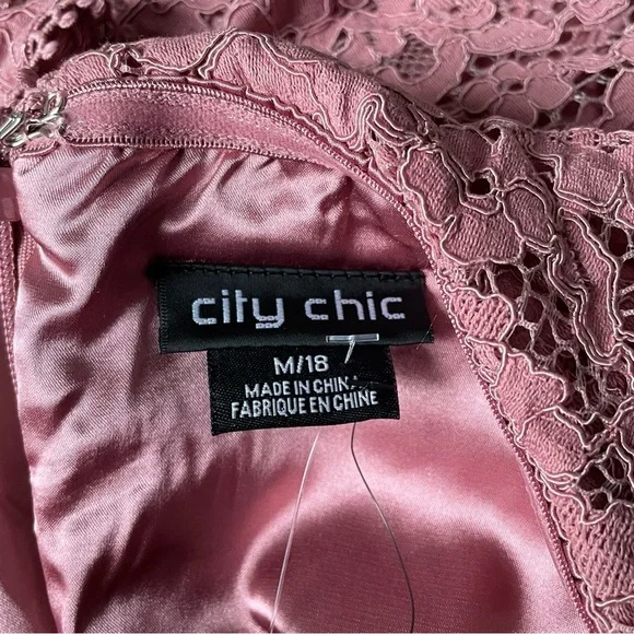 City Chic Blush Lace Off-Shoulder Dress 18 1x pink wiggle plus size - Picture 9 of 11
